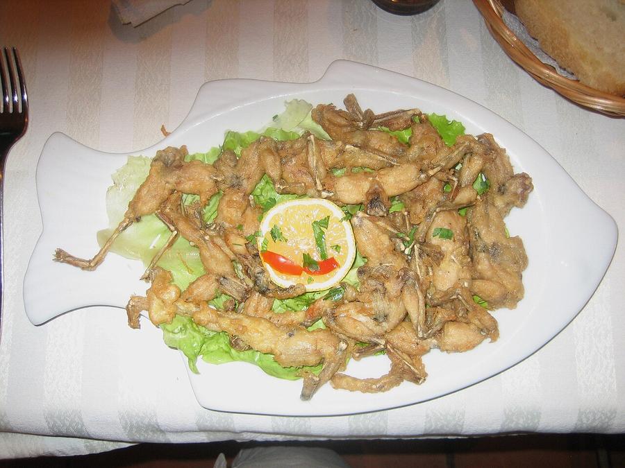 A plate of fried frog legs
